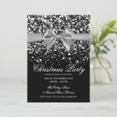Elegante Zilveren Glam Strik Kerstfeest  Kaart (Staand voorkant)