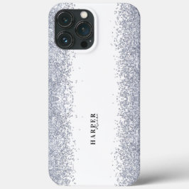 Elegante zilveren glitter aangepaste naam iPhone 13 pro max hoesje