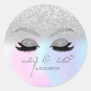 Elegante zilveren glitter bokeh, holografische nep ronde sticker