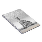 Elegante zilveren glitter bokeh, jurk notitieboek (Rechterzijde)