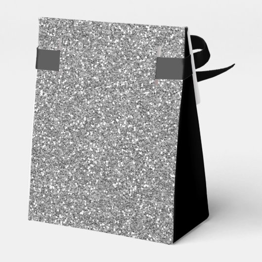 Elegante zilveren glitter bruiloft bedankt bedankdoosjes (Achterkant)
