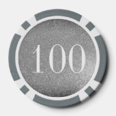 Elegante zilveren glitter casino poker chip tokens (Achterkant)