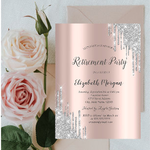 Elegante Zilveren Glitter Druppels Roze Gouden Pen Kaart