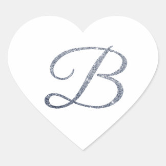 Elegante Zilveren Glitter Monogram B Enveloppe Zeg Hart Sticker
