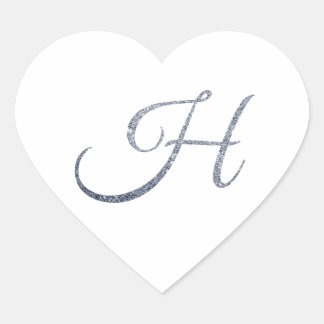 Elegante Zilveren Glitter Monogram H Envelope Zege Hart Sticker