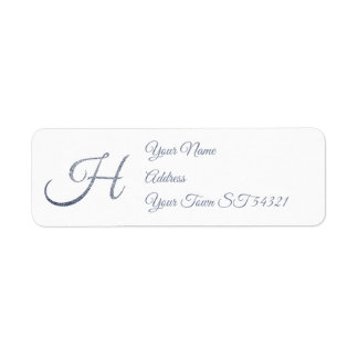 Elegante Zilveren Glitter Monogram H Persoonlijk Etiket