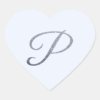 Elegante Zilveren Glitter Monogram P Envelope Zege Hart Sticker