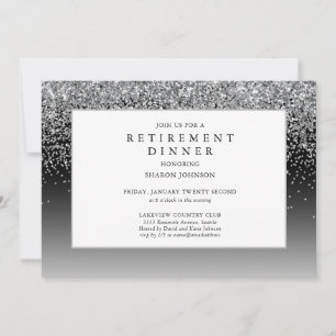 Elegante zilveren glitter Sparkle Retirement Invit Kaart