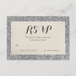 Elegante Zilveren Glitter Trouw RSVP Kaart
