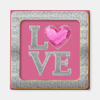 Elegante zilveren glitters en roze hart juweel vie magneet