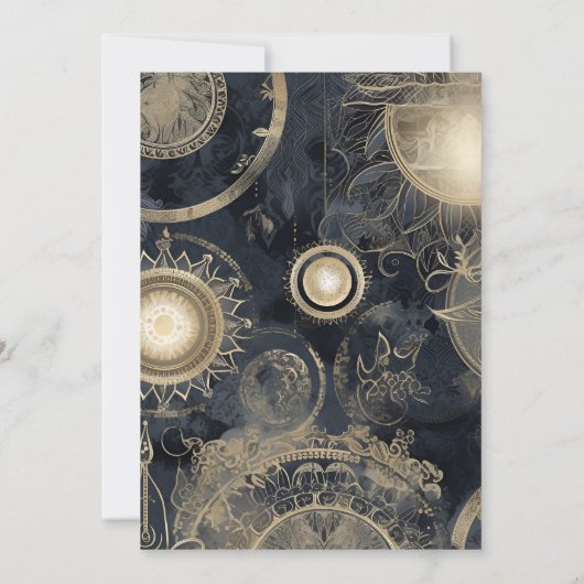 Elegante zilveren gouden hemelse bruiloft kaart (Achterkant)