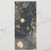 Elegante zilveren gouden hemelse bruiloft menu (Achterkant)