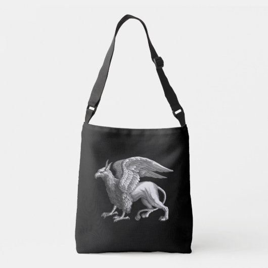 Elegante zilveren grijs / grijze griffioen legenda crossbody tas (Achterkant)