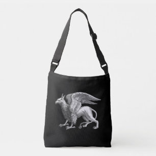 Elegante zilveren grijs / grijze griffioen legenda crossbody tas
