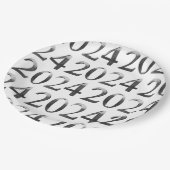 Elegante zilveren grijze cijfers Gelukkig Nieuwjaa Papieren Bordje (Gekanteld)