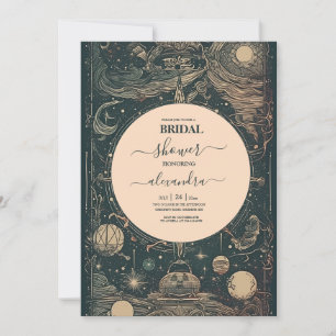 Elegante Zilveren Groene Tarot Bruidsdouche Kaart