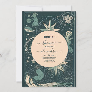 Elegante Zilveren Groene Tarot Bruidsdouche Kaart