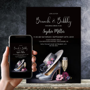 Elegante Zilveren Hoge Hak Schoenen Brunch en Mous Kaart