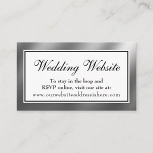 Elegante zilveren huwelijkswebsite invoegkaart informatiekaartje