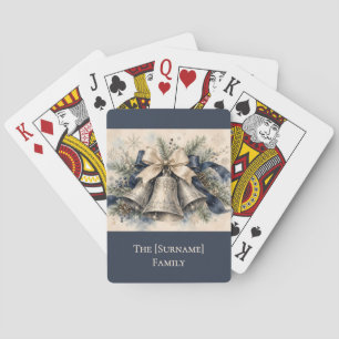 Elegante zilveren kerstklokken waterverf pokerkaarten
