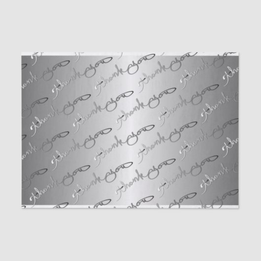 Elegante zilveren kleur "Dank u" Handgeschreven Tissuepapier (Voorkant)