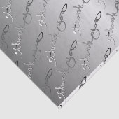 Elegante zilveren kleur "Dank u" Handgeschreven Tissuepapier (Detail)