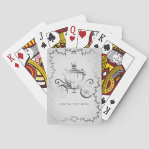 Elegante Zilveren Koets Witte Sprookjesboek Konink Pokerkaarten