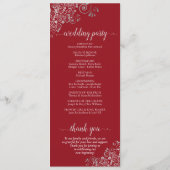 Elegante zilveren krullen op Crimson Red Simple We Programma (Achterkant)