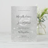 Elegante zilveren ombre glitter ampersand Bruiloft Kaart (Staand voorkant)