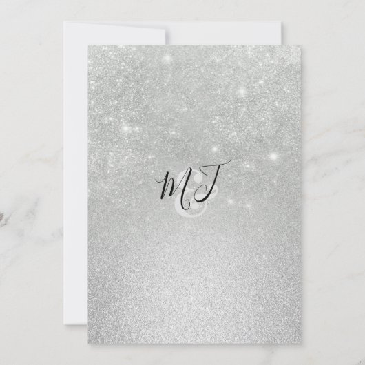 Elegante zilveren ombre glitter ampersand Bruiloft Kaart (Achterkant)