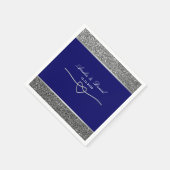 Elegante zilveren Royal Blue bruiloft servetten (Hoek)