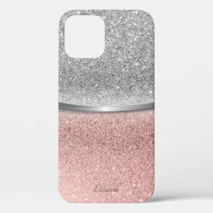 Elegante zilveren roze gouden glitter bokeh iPhone 12 hoesje