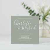 Elegante Zilveren Salie Signature Trouwuitnodiging Kaart (Staand voorkant)