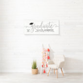 Elegante Zilveren Script Afgestudeerd Wit Spandoek (Insitu)