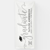 Elegante Zilveren Script Afgestudeerd Wit Spandoek (Verticaal)