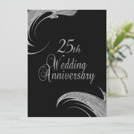 Elegante zilveren trouwjubileum uitnodiging (Staand voorkant)