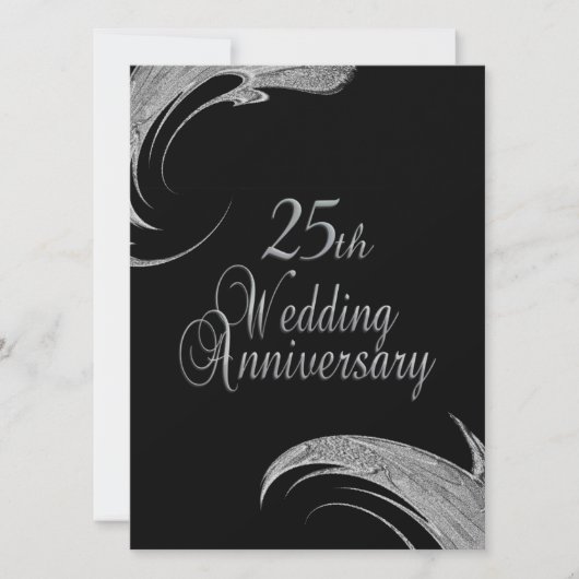 Elegante zilveren trouwjubileum uitnodiging (Voorkant)