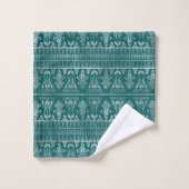 Elegante Zilveren Turquoise Art Deco Bad Handdoek (Wasdoekje)