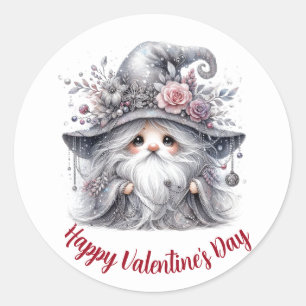 Elegante zilveren Valentijnsdag kabouter Ronde Sticker