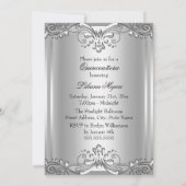 Elegante zilveren wervel Quinceanera uitnodiging (Achterkant)