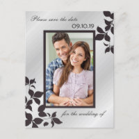 Elegante zilveren zwarte bloemenfoto Bewaar de dat