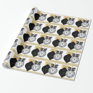 Elegante Zilveren Zwarte en Gouden Kerstverpakking Cadeaupapier