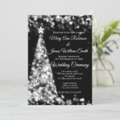 Elegante Zilveren Zwarte Kerst Huwelijksfeest Kaart (Staand voorkant)