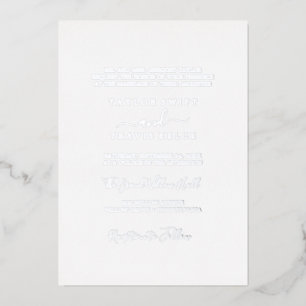 Elegante Zilverfolie Calligrafie   Formele Bruilof Folie Uitnodiging