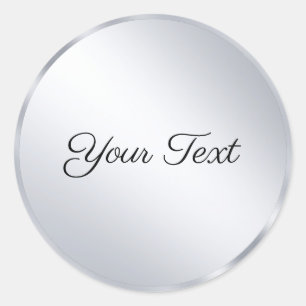 Elegante zilverkleurige metalen uitstraling tekst  ronde sticker