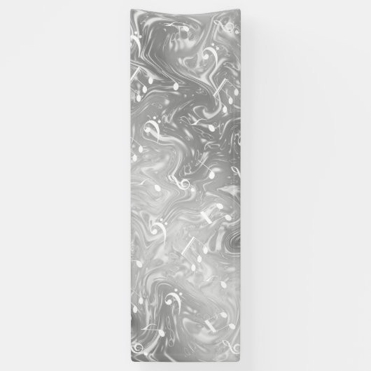 elegante zilvermuzieknoten in grijs spandoek (Verticaal)