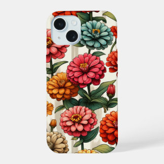 Elegante Zinnia Bloem iPhone 15 Hoesje