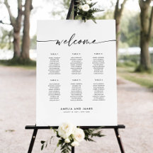 Elegante zitplaatskaart voor 6 tafels