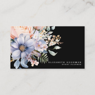 Elegante Zoete Bloemen Zwarte Zakelijke Kaarten Visitekaartje