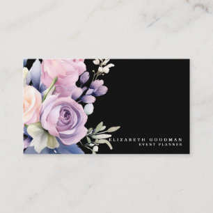 Elegante Zoete Bloemen Zwarte Zakelijke Kaarten Visitekaartje